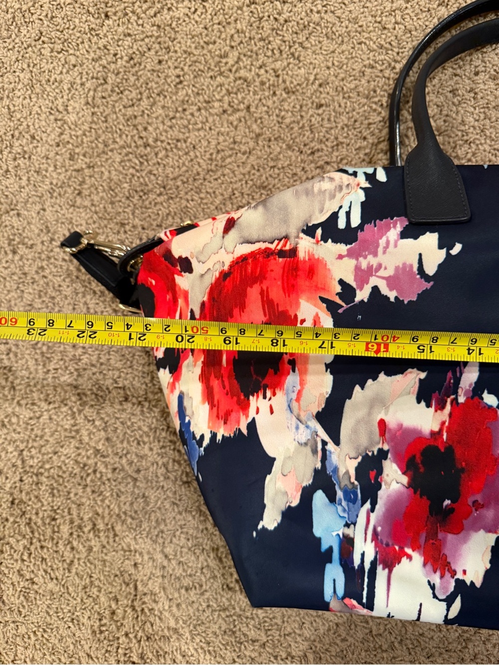 Kate Spade Blurry Floral & Navy Blue Weekender Duffle Bag - Picture 7 of 9